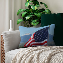 Load image into Gallery viewer, &#39;Star-Spangled Inspirations&#39; Decorative Pillow [Pikes Peak (side 1) &amp; Suncross Sunset (side 2)] full picture pillow