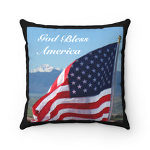 Load image into Gallery viewer, &#39;Star-Spangled Inspirations&#39; Decorative Square Pillow [In God We Trust (side 1) &amp; God Bless America (side 2)] version 2 w/ black border