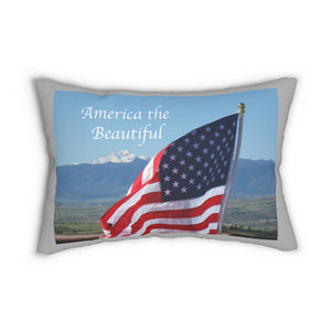 'Star-Spangled Inspirations' Decorative Pillow [America the Beautiful (side 1) & In God We Trust (side 2)] w/ grey border