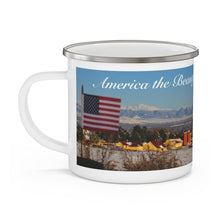 Load image into Gallery viewer, &#39;All-American Dad&#39; rises early to greet &#39;America the Beautiful&#39; Enamel Camping Mug