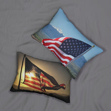 Load image into Gallery viewer, &#39;Star-Spangled Inspirations&#39; Decorative Pillow [Pikes Peak (side 1) &amp; Suncross Sunset (side 2)] full picture pillow