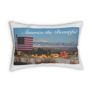 'Star-Spangled Inspirations' Decorative Pillow [America the Beautiful (side 1) & In God We Trust (side 2)] w/ white border