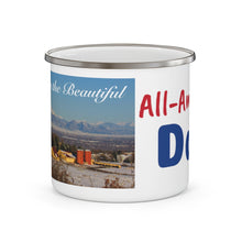 Load image into Gallery viewer, &#39;All-American Dad&#39; rises early to greet &#39;America the Beautiful&#39; Enamel Camping Mug