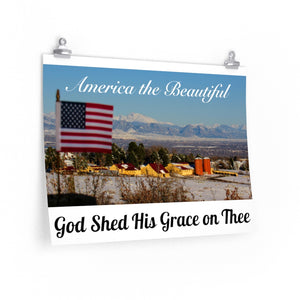 'Star-Spangled Inspirations' Premium Matte Horizontal Poster [ America the Beautiful - God Shed His Grace on Thee ]