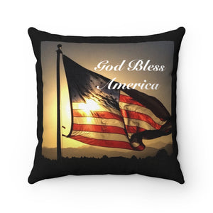 'Star-Spangled Inspirations' Decorative Square Pillow [In God We Trust (side 1) & God Bless America (side 2)] w/ black border